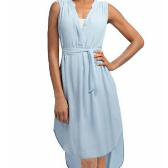 CAbi Baby Blue Sleeveless Dress Hi Low Hem Breeze Dress Set w/Cami Slip & Belt - Picture 1 of 12